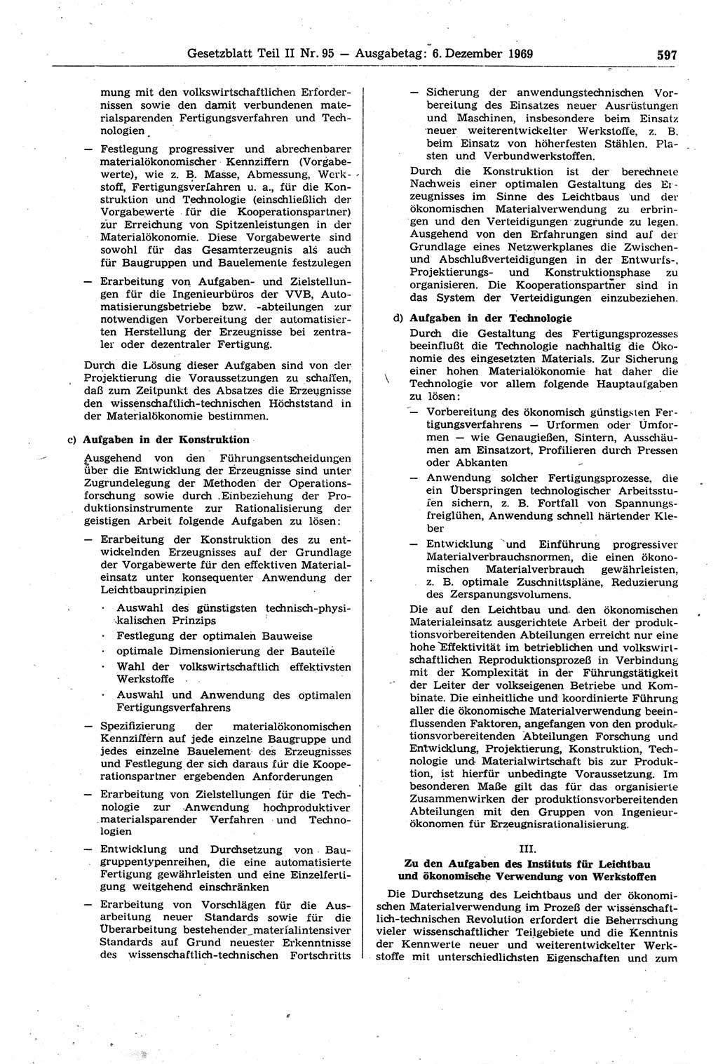 Gesetzblatt (GBl.) der Deutschen Demokratischen Republik (DDR) Teil ⅠⅠ 1969, Seite 597 (GBl. DDR ⅠⅠ 1969, S. 597)