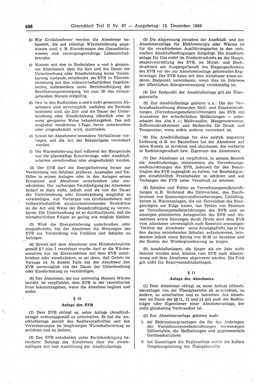 Gesetzblatt (GBl.) der Deutschen Demokratischen Republik (DDR) Teil ⅠⅠ 1969, Seite 608 (GBl. DDR ⅠⅠ 1969, S. 608)