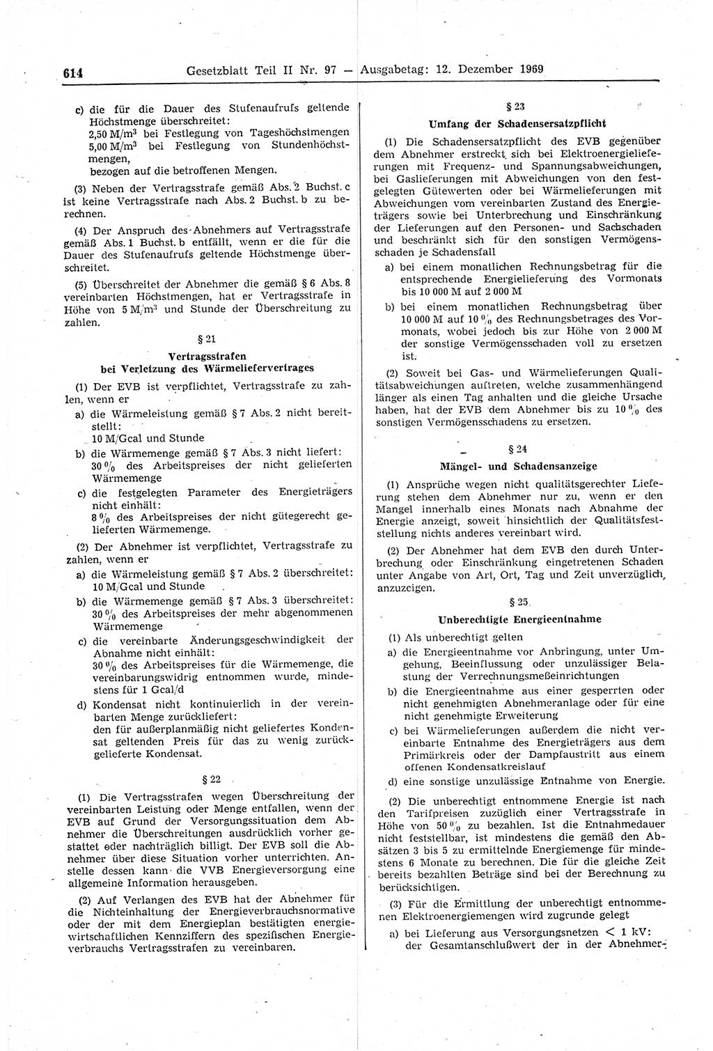 Gesetzblatt (GBl.) der Deutschen Demokratischen Republik (DDR) Teil ⅠⅠ 1969, Seite 614 (GBl. DDR ⅠⅠ 1969, S. 614)