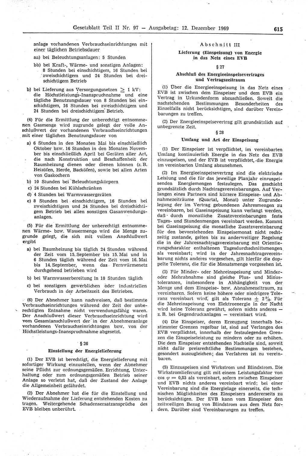 Gesetzblatt (GBl.) der Deutschen Demokratischen Republik (DDR) Teil ⅠⅠ 1969, Seite 615 (GBl. DDR ⅠⅠ 1969, S. 615)