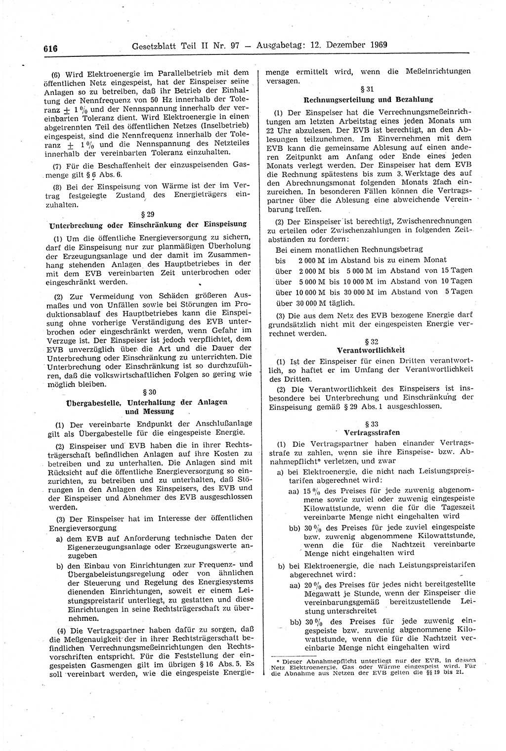 Gesetzblatt (GBl.) der Deutschen Demokratischen Republik (DDR) Teil ⅠⅠ 1969, Seite 616 (GBl. DDR ⅠⅠ 1969, S. 616)