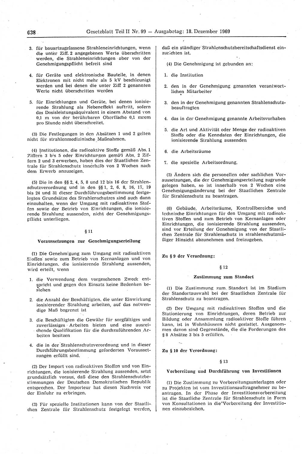 Gesetzblatt (GBl.) der Deutschen Demokratischen Republik (DDR) Teil ⅠⅠ 1969, Seite 638 (GBl. DDR ⅠⅠ 1969, S. 638)