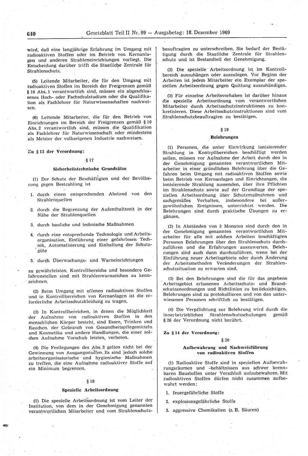 Gesetzblatt (GBl.) der Deutschen Demokratischen Republik (DDR) Teil ⅠⅠ 1969, Seite 640 (GBl. DDR ⅠⅠ 1969, S. 640)