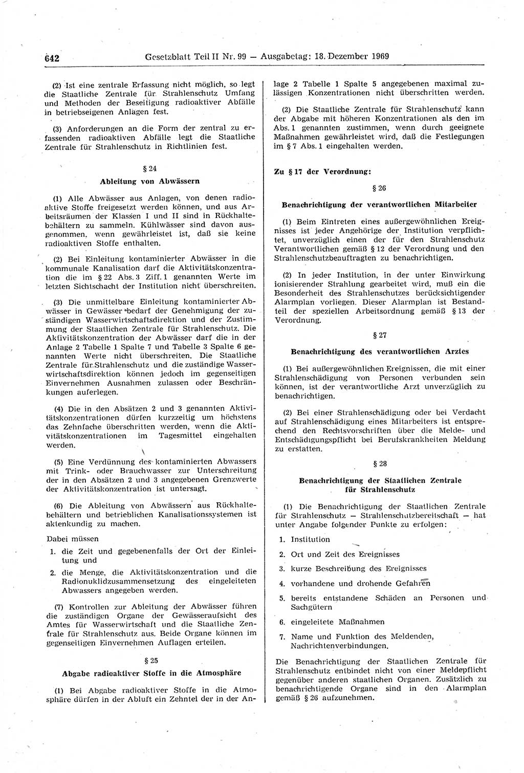 Gesetzblatt (GBl.) der Deutschen Demokratischen Republik (DDR) Teil ⅠⅠ 1969, Seite 642 (GBl. DDR ⅠⅠ 1969, S. 642)