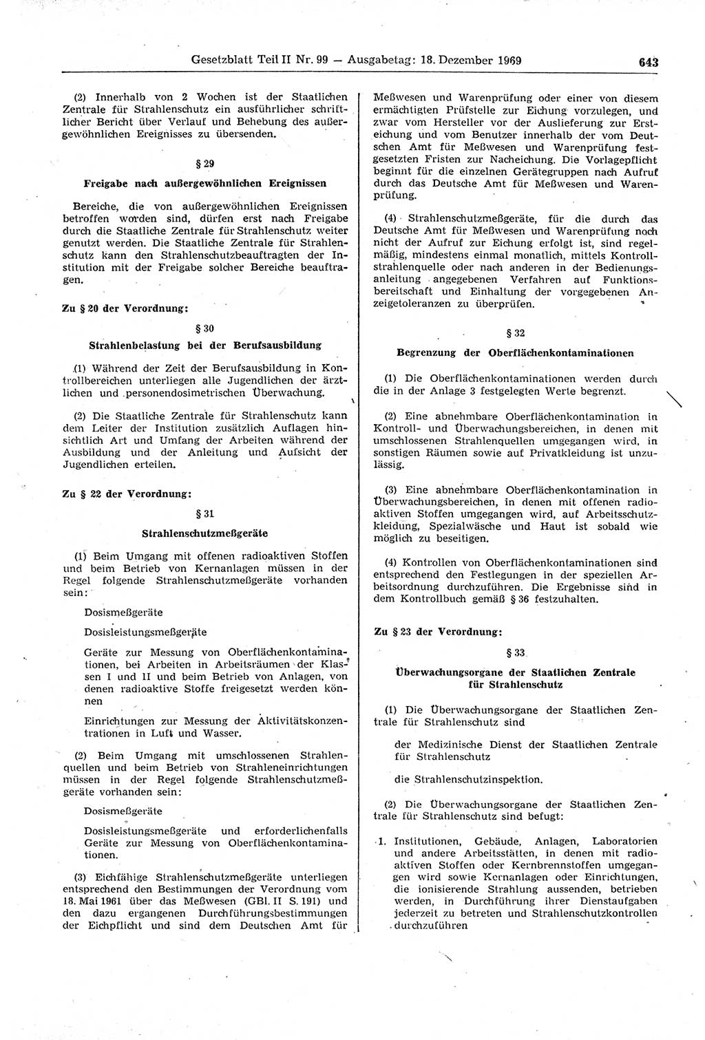 Gesetzblatt (GBl.) der Deutschen Demokratischen Republik (DDR) Teil ⅠⅠ 1969, Seite 643 (GBl. DDR ⅠⅠ 1969, S. 643)