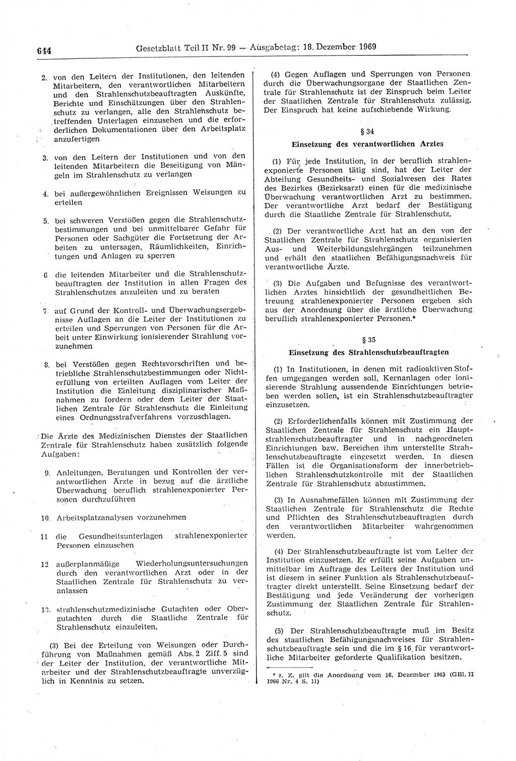 Gesetzblatt (GBl.) der Deutschen Demokratischen Republik (DDR) Teil ⅠⅠ 1969, Seite 644 (GBl. DDR ⅠⅠ 1969, S. 644)