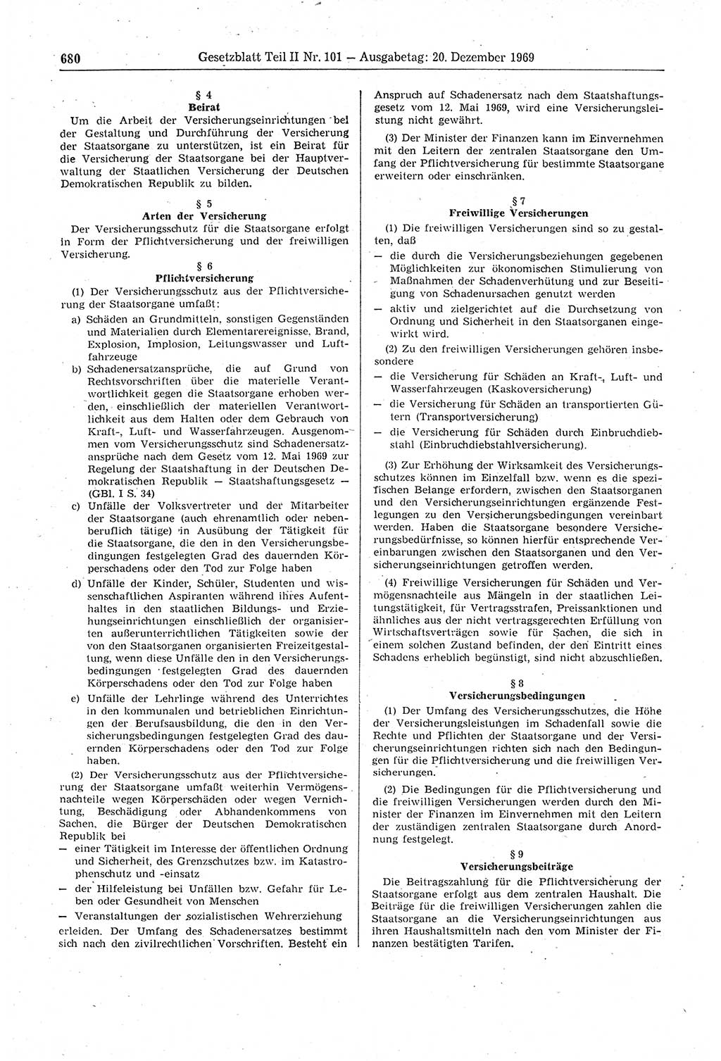 Gesetzblatt (GBl.) der Deutschen Demokratischen Republik (DDR) Teil ⅠⅠ 1969, Seite 680 (GBl. DDR ⅠⅠ 1969, S. 680)