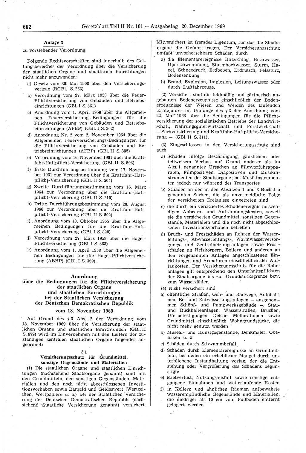 Gesetzblatt (GBl.) der Deutschen Demokratischen Republik (DDR) Teil ⅠⅠ 1969, Seite 682 (GBl. DDR ⅠⅠ 1969, S. 682)