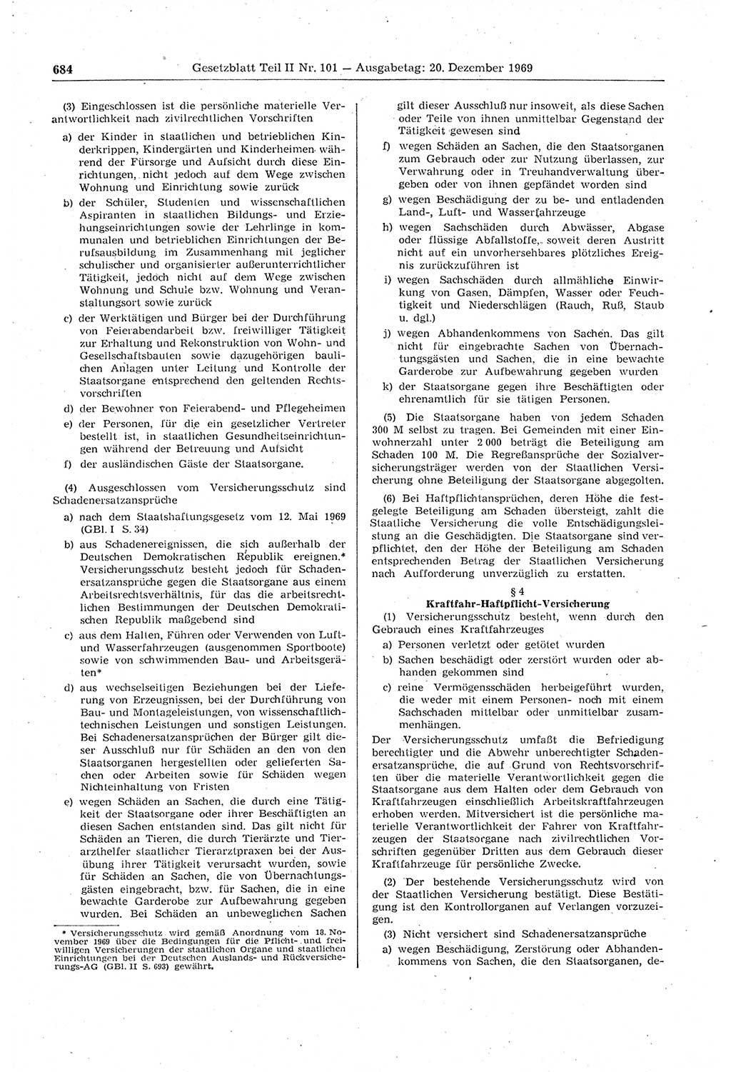 Gesetzblatt (GBl.) der Deutschen Demokratischen Republik (DDR) Teil ⅠⅠ 1969, Seite 684 (GBl. DDR ⅠⅠ 1969, S. 684)