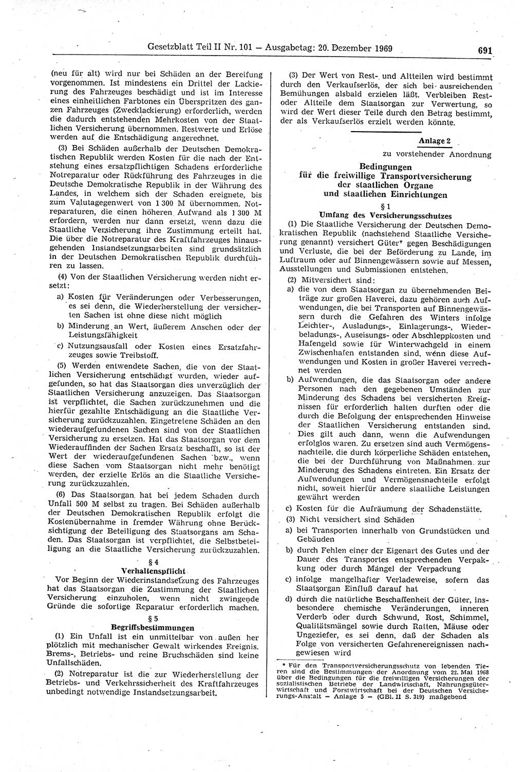Gesetzblatt (GBl.) der Deutschen Demokratischen Republik (DDR) Teil ⅠⅠ 1969, Seite 691 (GBl. DDR ⅠⅠ 1969, S. 691)