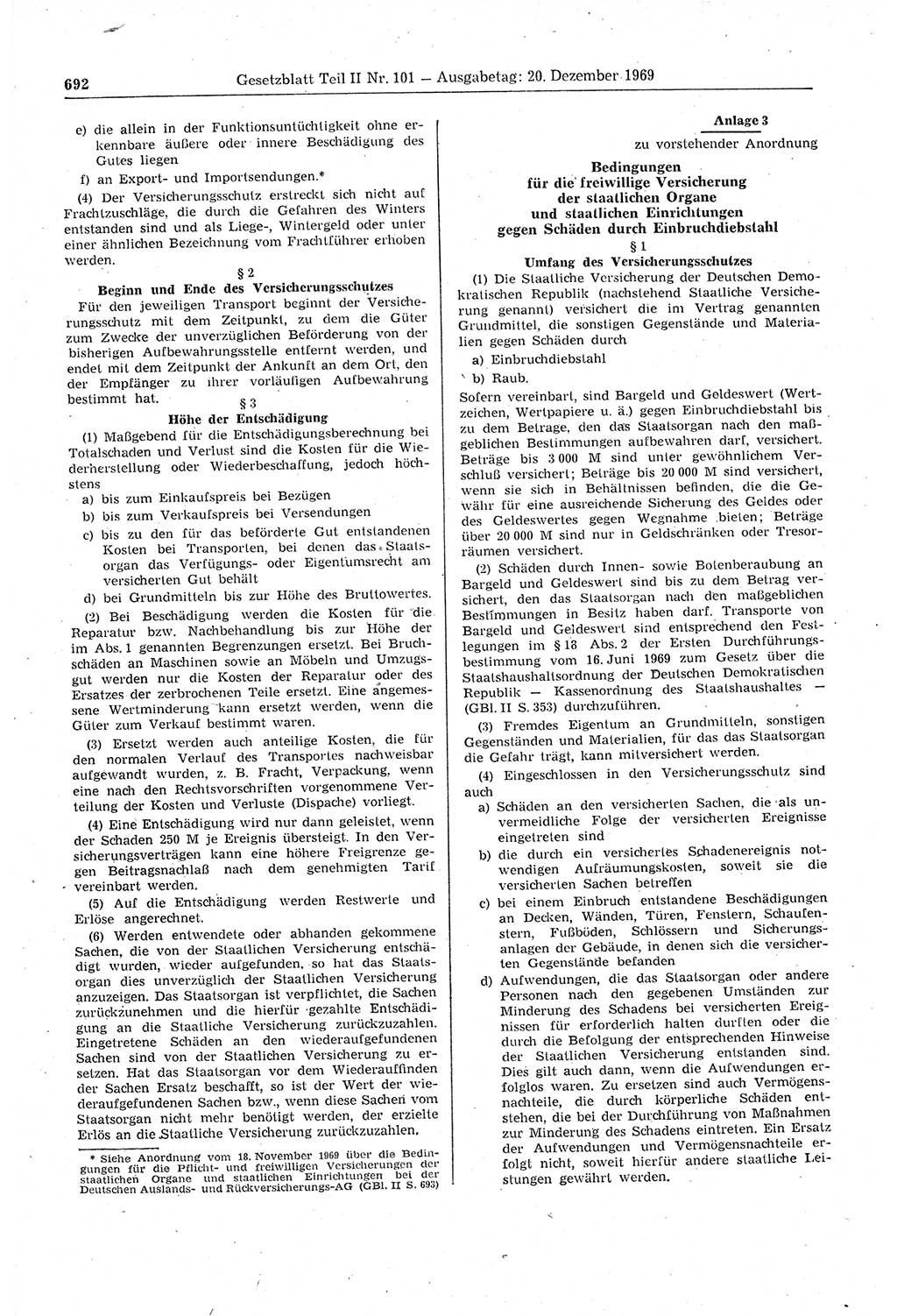 Gesetzblatt (GBl.) der Deutschen Demokratischen Republik (DDR) Teil ⅠⅠ 1969, Seite 692 (GBl. DDR ⅠⅠ 1969, S. 692)