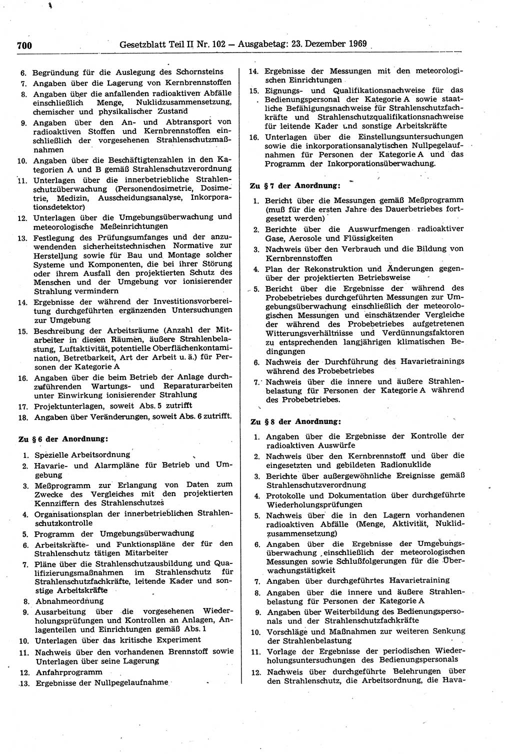Gesetzblatt (GBl.) der Deutschen Demokratischen Republik (DDR) Teil ⅠⅠ 1969, Seite 700 (GBl. DDR ⅠⅠ 1969, S. 700)