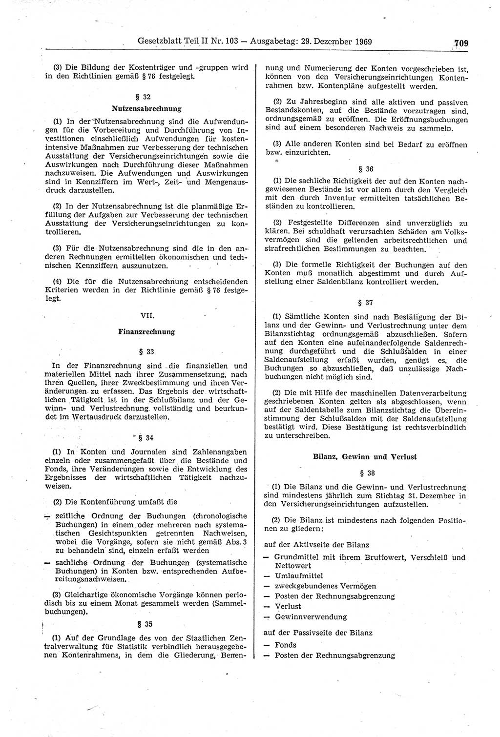 Gesetzblatt (GBl.) der Deutschen Demokratischen Republik (DDR) Teil ⅠⅠ 1969, Seite 709 (GBl. DDR ⅠⅠ 1969, S. 709)