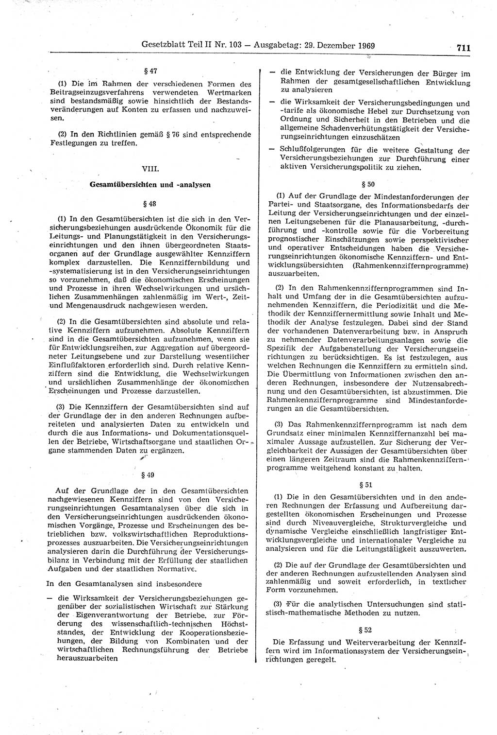 Gesetzblatt (GBl.) der Deutschen Demokratischen Republik (DDR) Teil ⅠⅠ 1969, Seite 711 (GBl. DDR ⅠⅠ 1969, S. 711)