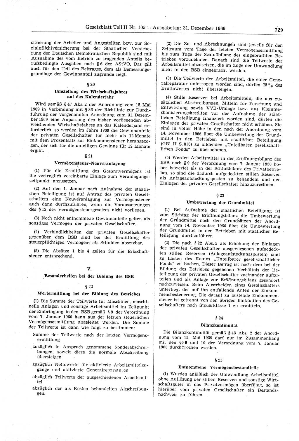 Gesetzblatt (GBl.) der Deutschen Demokratischen Republik (DDR) Teil ⅠⅠ 1969, Seite 729 (GBl. DDR ⅠⅠ 1969, S. 729)