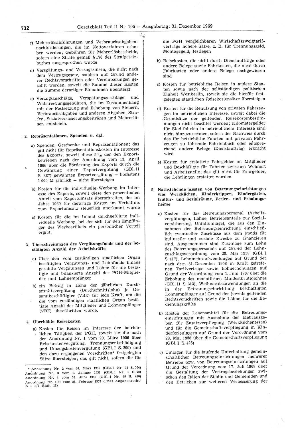 Gesetzblatt (GBl.) der Deutschen Demokratischen Republik (DDR) Teil ⅠⅠ 1969, Seite 732 (GBl. DDR ⅠⅠ 1969, S. 732)