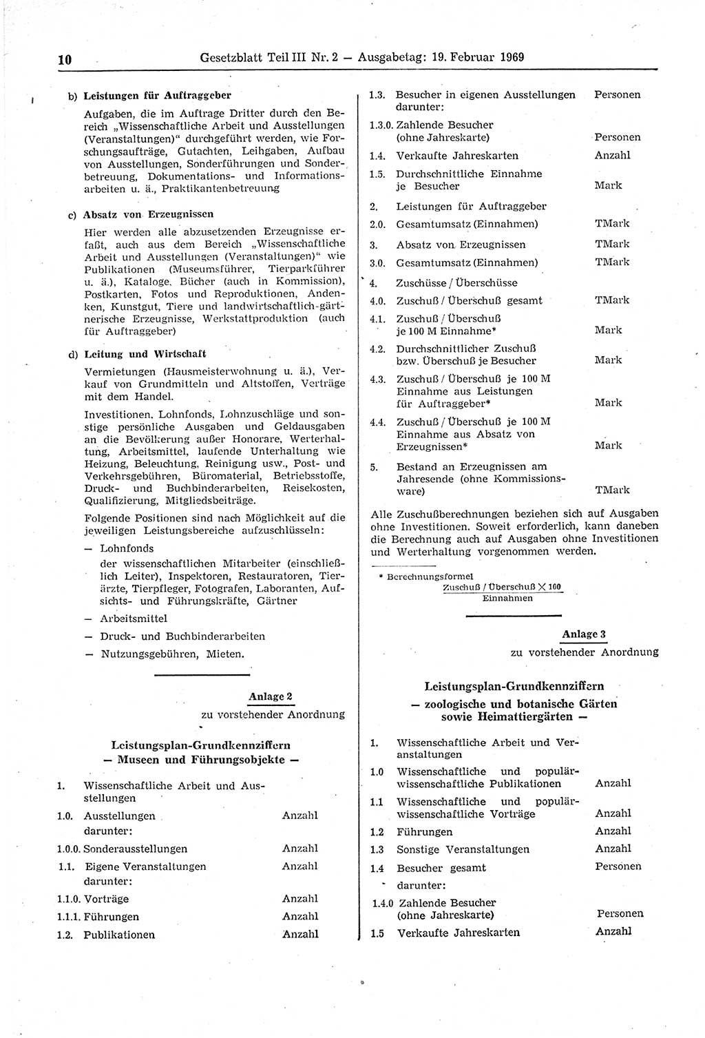 Gesetzblatt (GBl.) der Deutschen Demokratischen Republik (DDR) Teil ⅠⅠⅠ 1969, Seite 10 (GBl. DDR ⅠⅠⅠ 1969, S. 10)