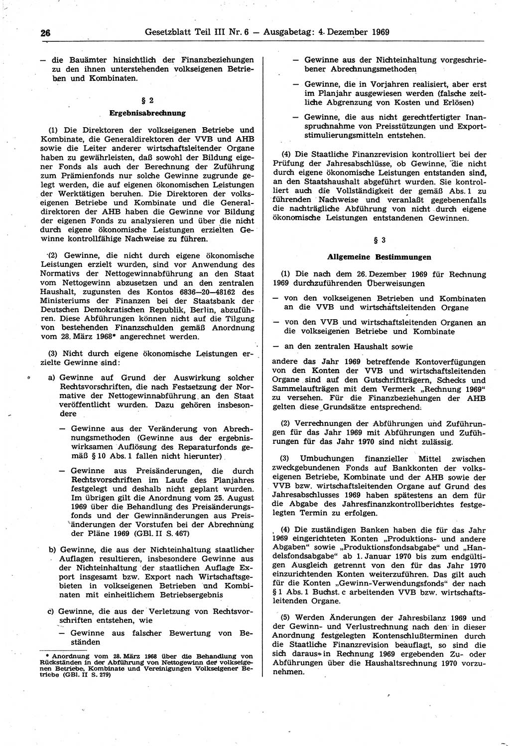 Gesetzblatt (GBl.) der Deutschen Demokratischen Republik (DDR) Teil ⅠⅠⅠ 1969, Seite 26 (GBl. DDR ⅠⅠⅠ 1969, S. 26)
