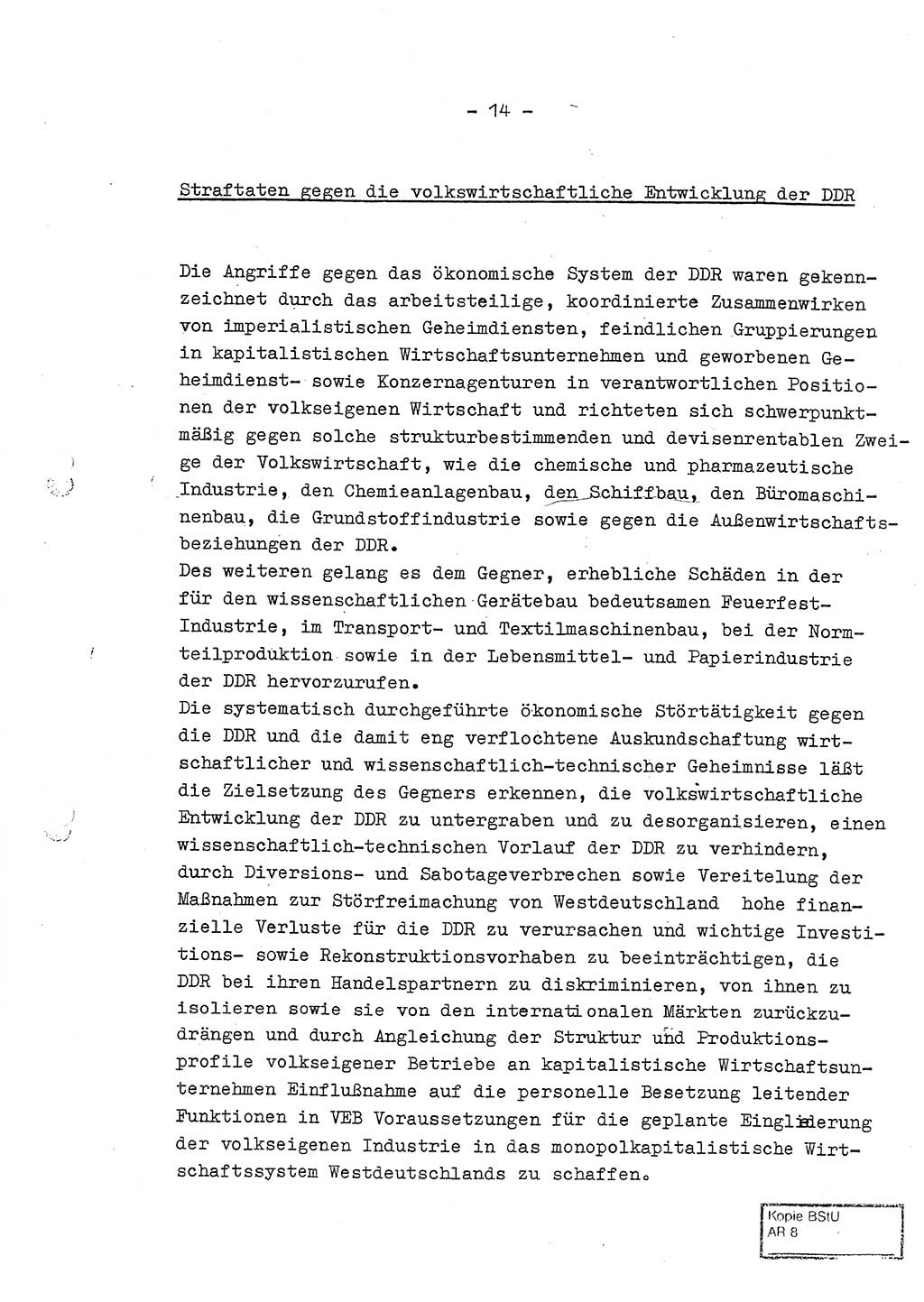 Jahresbericht der Hauptabteilung (HA) Ⅸ 1969 des Ministeriums für Staatssicherheit (MfS) der Deutschen Demokratischen Republik (DDR), Berlin 1970, Seite 14 (J.-Ber. MfS DDR HA Ⅸ /69 1970, S. 14)