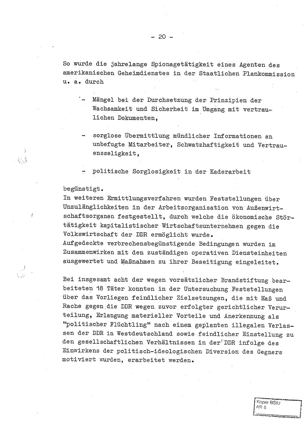 Jahresbericht der Hauptabteilung (HA) Ⅸ 1969 des Ministeriums für Staatssicherheit (MfS) der Deutschen Demokratischen Republik (DDR), Berlin 1970, Seite 20 (J.-Ber. MfS DDR HA Ⅸ /69 1970, S. 20)