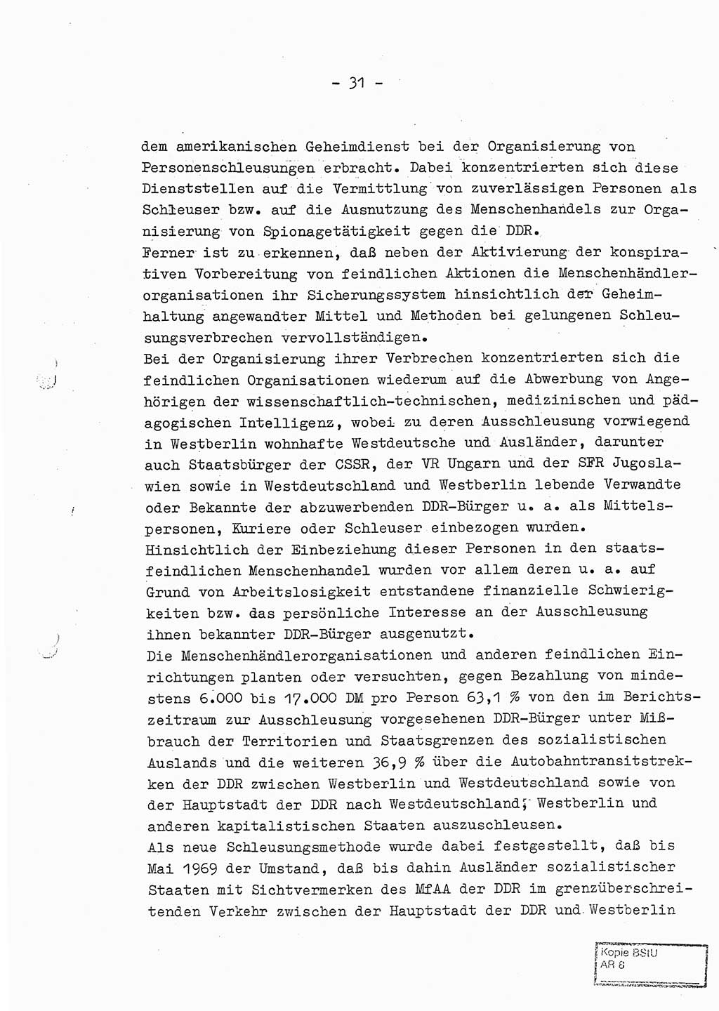 Jahresbericht der Hauptabteilung (HA) Ⅸ 1969 des Ministeriums für Staatssicherheit (MfS) der Deutschen Demokratischen Republik (DDR), Berlin 1970, Seite 31 (J.-Ber. MfS DDR HA Ⅸ /69 1970, S. 31)