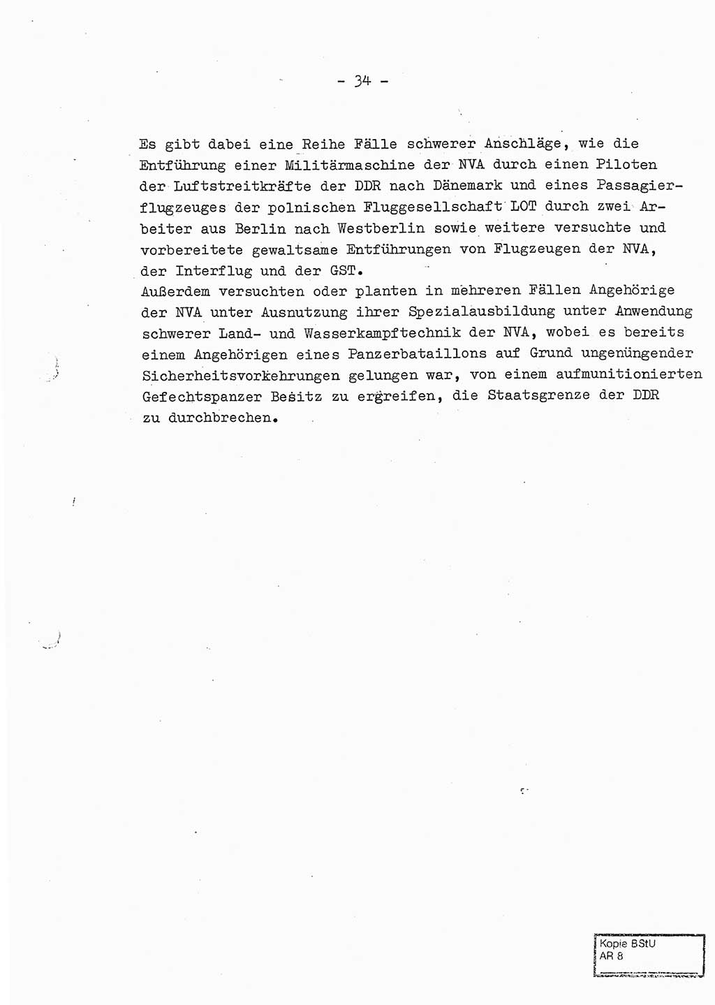 Jahresbericht der Hauptabteilung (HA) Ⅸ 1969 des Ministeriums für Staatssicherheit (MfS) der Deutschen Demokratischen Republik (DDR), Berlin 1970, Seite 34 (J.-Ber. MfS DDR HA Ⅸ /69 1970, S. 34)