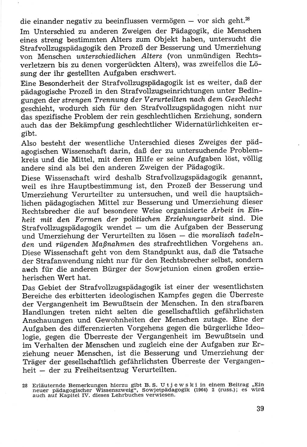 Lehrbuch der Strafvollzugspädagogik [Deutsche Demokratische Republik (DDR)] 1969, Seite 39 (Lb. SV-Pd. DDR 1969, S. 39)