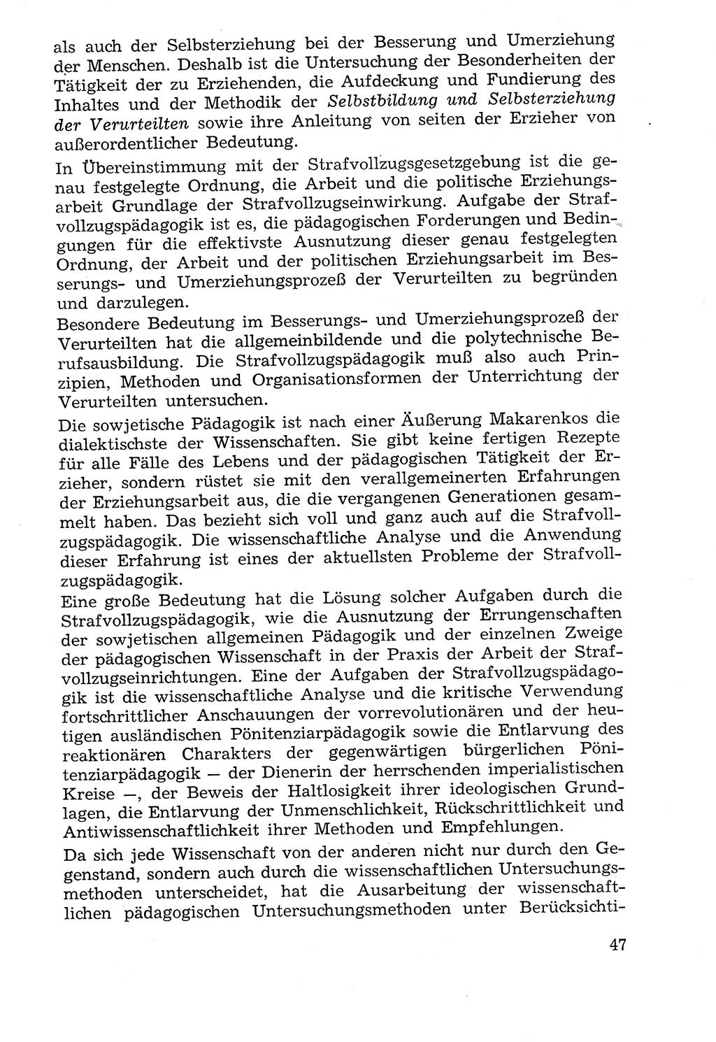 Lehrbuch der Strafvollzugspädagogik [Deutsche Demokratische Republik (DDR)] 1969, Seite 47 (Lb. SV-Pd. DDR 1969, S. 47)
