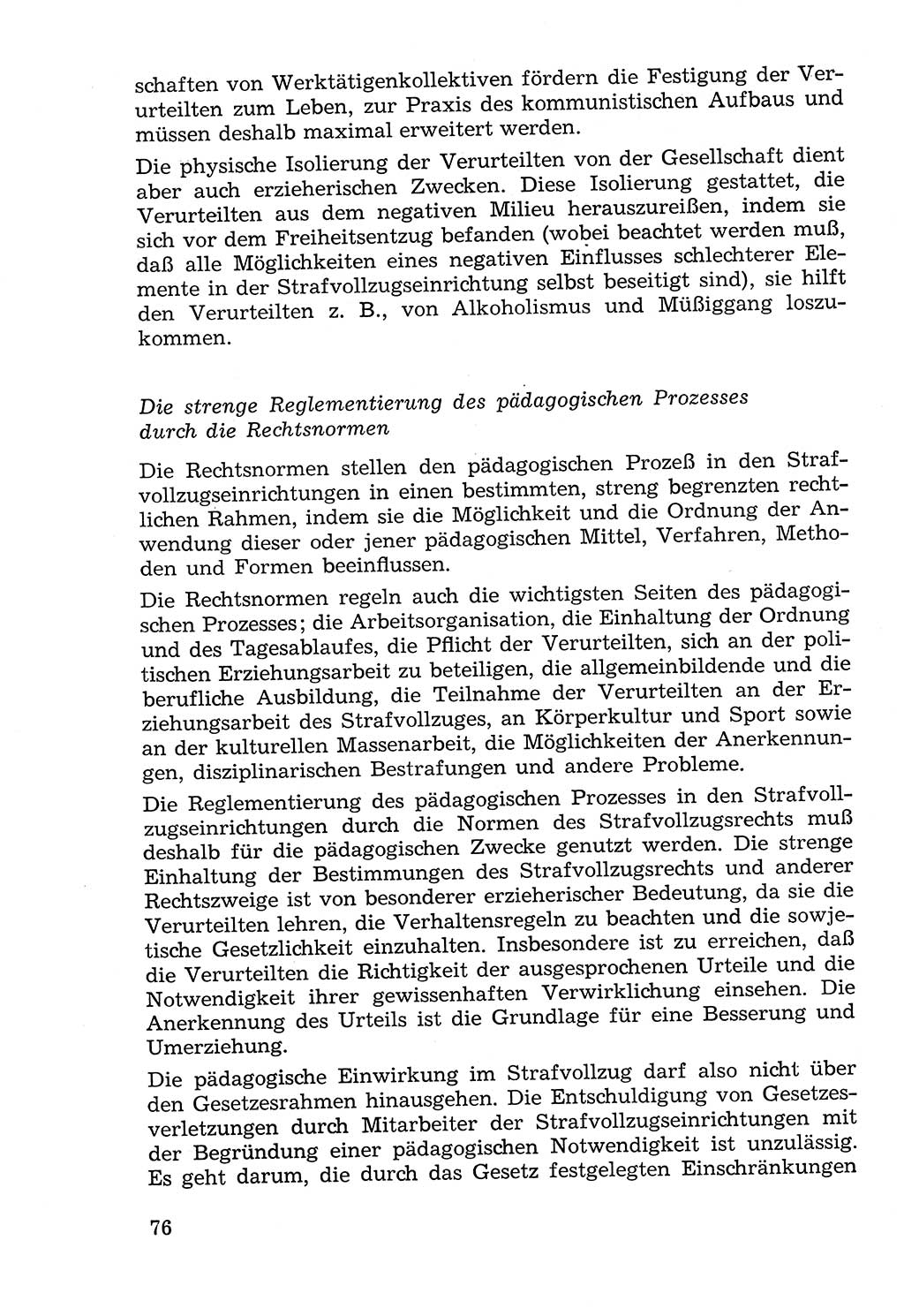 Lehrbuch der Strafvollzugspädagogik [Deutsche Demokratische Republik (DDR)] 1969, Seite 76 (Lb. SV-Pd. DDR 1969, S. 76)