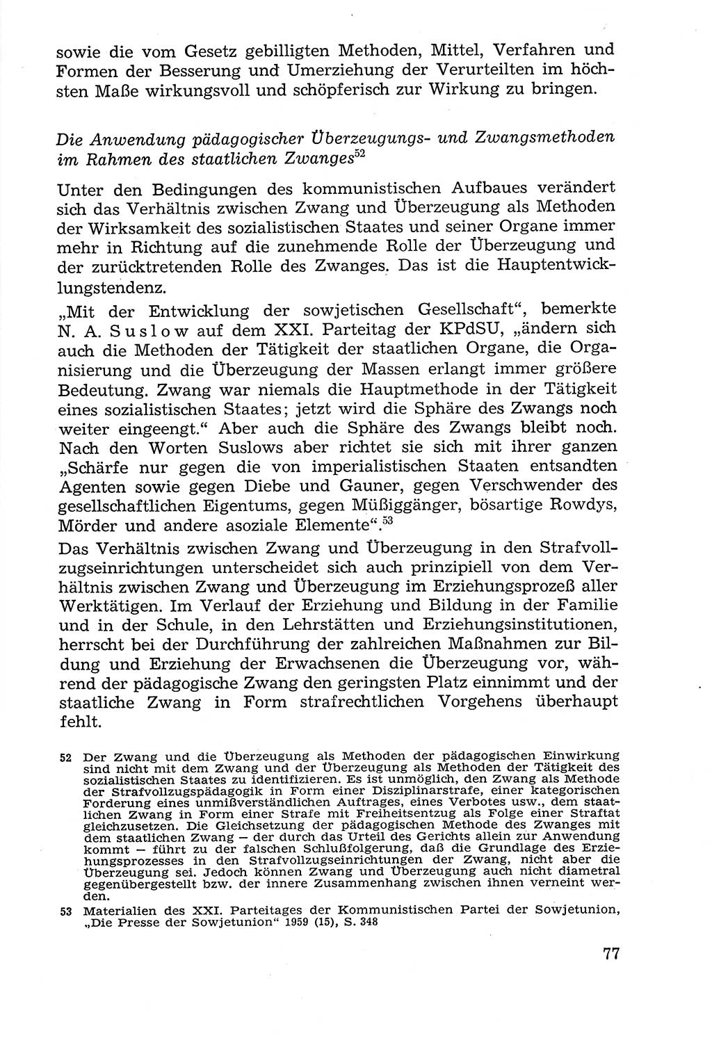 Lehrbuch der Strafvollzugspädagogik [Deutsche Demokratische Republik (DDR)] 1969, Seite 77 (Lb. SV-Pd. DDR 1969, S. 77)
