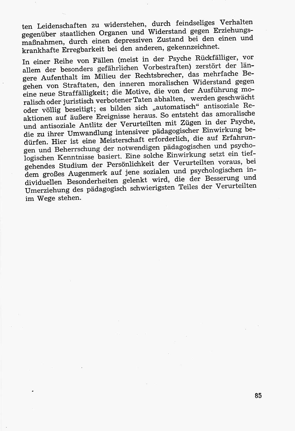 Lehrbuch der Strafvollzugspädagogik [Deutsche Demokratische Republik (DDR)] 1969, Seite 85 (Lb. SV-Pd. DDR 1969, S. 85)