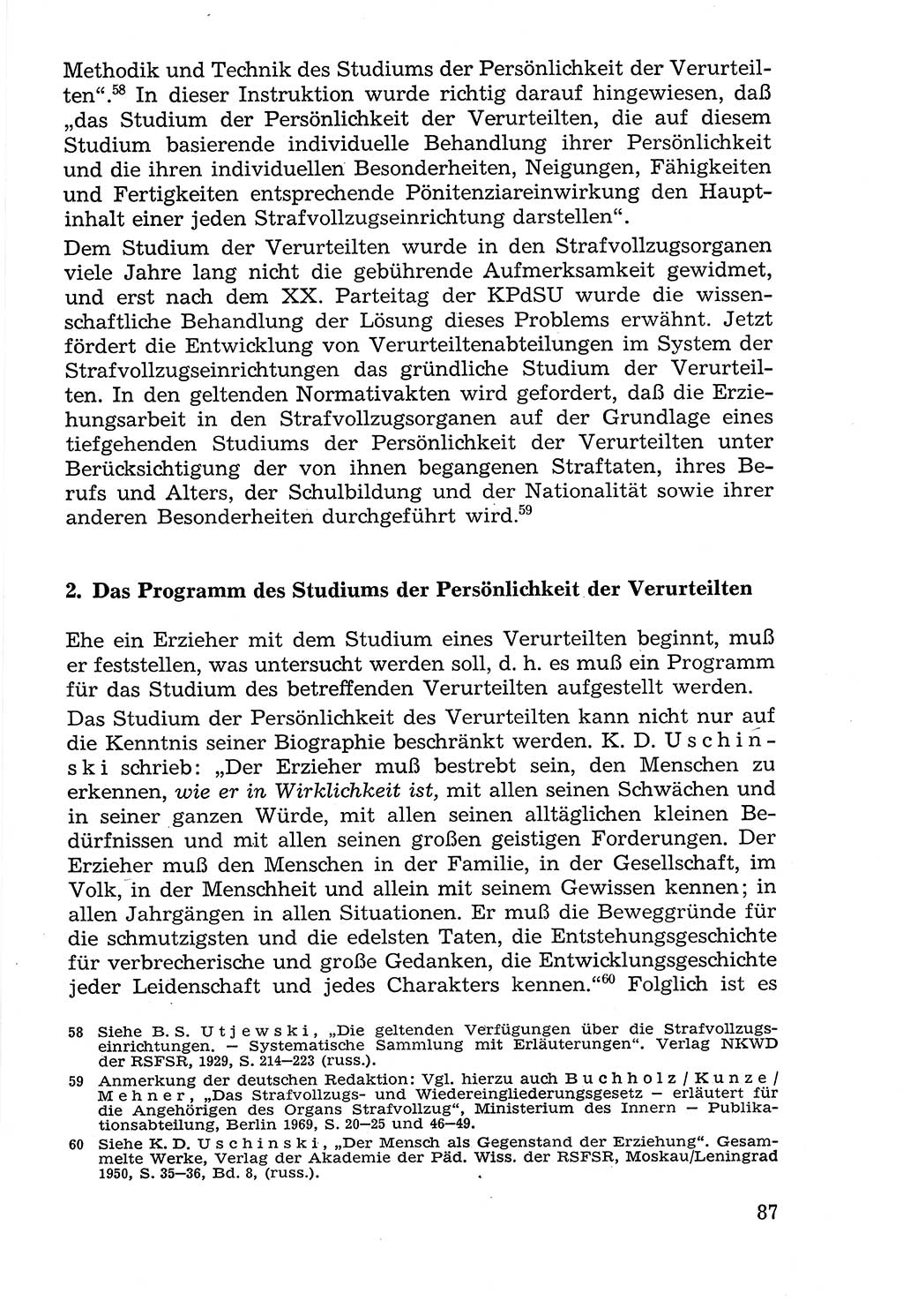 Lehrbuch der Strafvollzugspädagogik [Deutsche Demokratische Republik (DDR)] 1969, Seite 87 (Lb. SV-Pd. DDR 1969, S. 87)