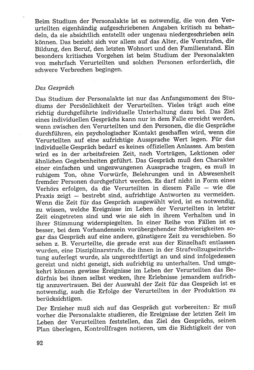 Lehrbuch der Strafvollzugspädagogik [Deutsche Demokratische Republik (DDR)] 1969, Seite 92 (Lb. SV-Pd. DDR 1969, S. 92)
