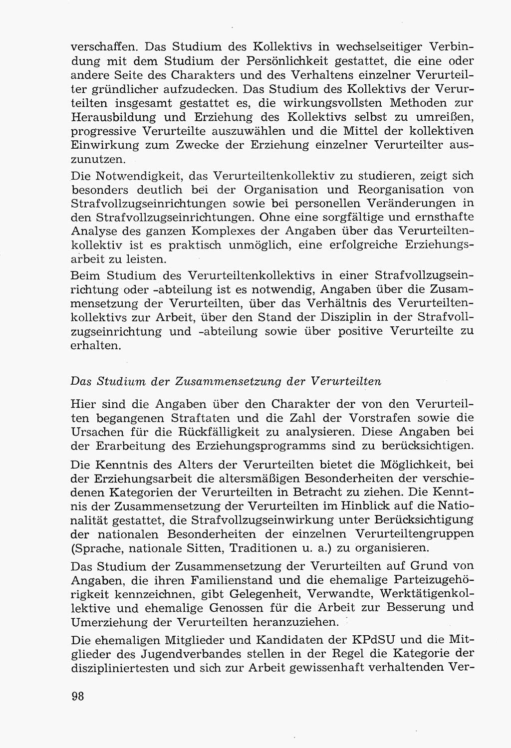 Lehrbuch der Strafvollzugspädagogik [Deutsche Demokratische Republik (DDR)] 1969, Seite 98 (Lb. SV-Pd. DDR 1969, S. 98)
