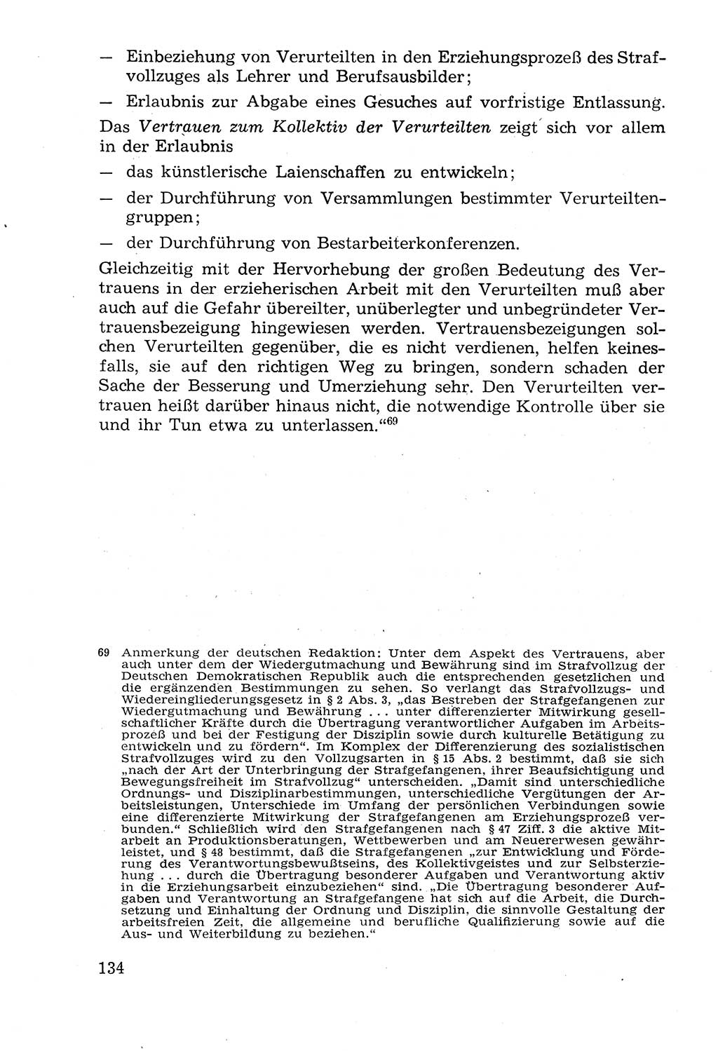 Lehrbuch der Strafvollzugspädagogik [Deutsche Demokratische Republik (DDR)] 1969, Seite 134 (Lb. SV-Pd. DDR 1969, S. 134)