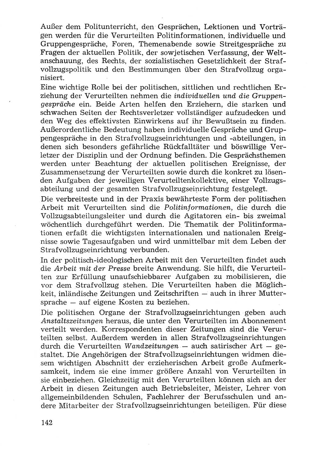 Lehrbuch der Strafvollzugspädagogik [Deutsche Demokratische Republik (DDR)] 1969, Seite 142 (Lb. SV-Pd. DDR 1969, S. 142)
