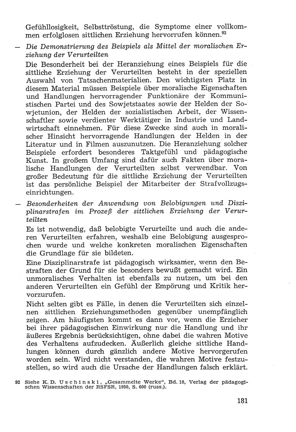 Lehrbuch der Strafvollzugspädagogik [Deutsche Demokratische Republik (DDR)] 1969, Seite 181 (Lb. SV-Pd. DDR 1969, S. 181)