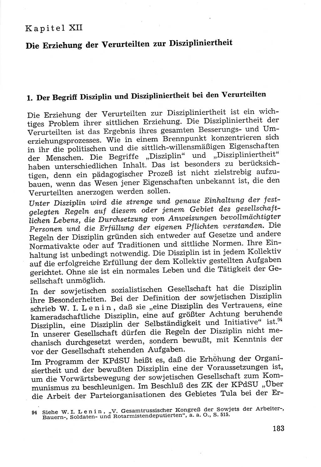 Lehrbuch der Strafvollzugspädagogik [Deutsche Demokratische Republik (DDR)] 1969, Seite 183 (Lb. SV-Pd. DDR 1969, S. 183)