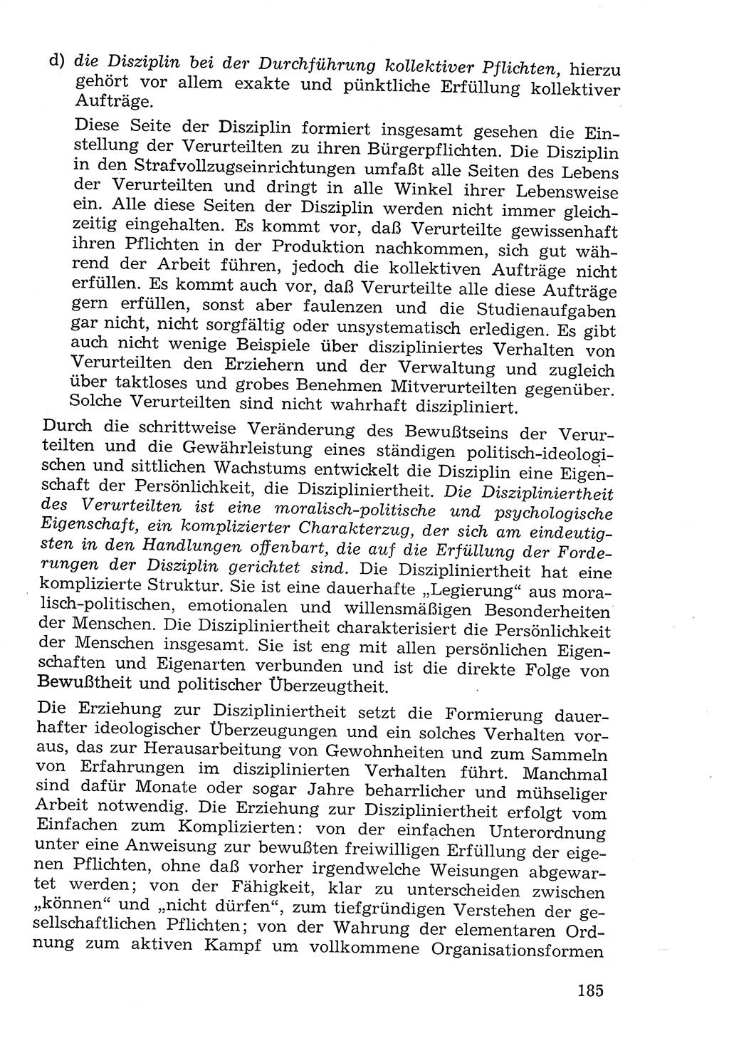 Lehrbuch der Strafvollzugspädagogik [Deutsche Demokratische Republik (DDR)] 1969, Seite 185 (Lb. SV-Pd. DDR 1969, S. 185)