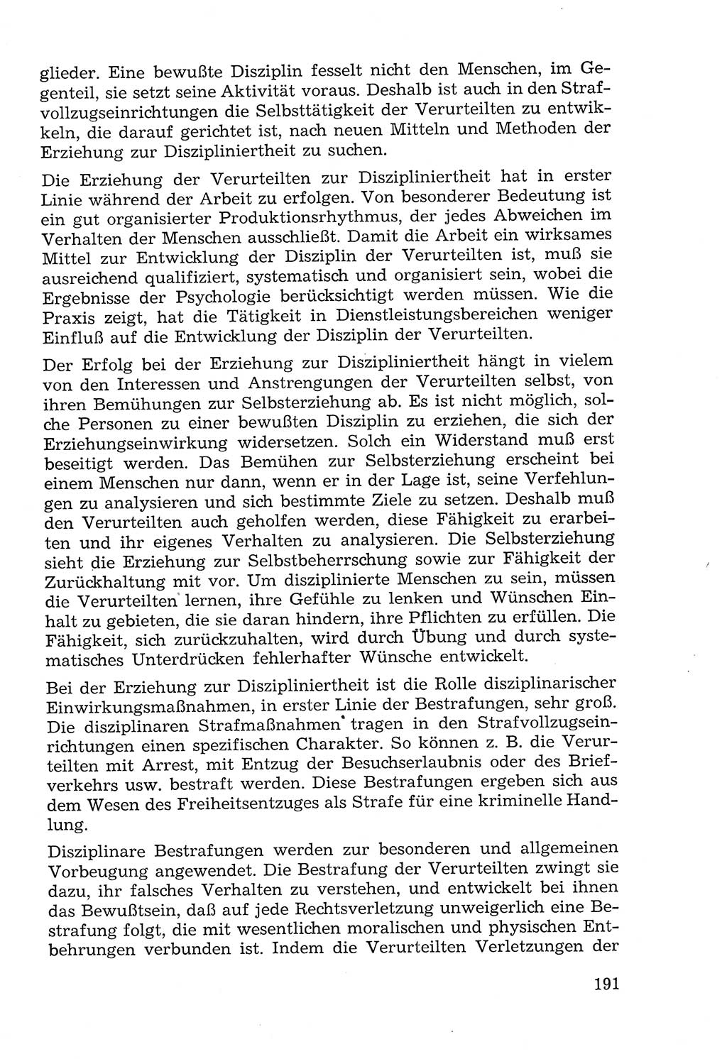 Lehrbuch der Strafvollzugspädagogik [Deutsche Demokratische Republik (DDR)] 1969, Seite 191 (Lb. SV-Pd. DDR 1969, S. 191)