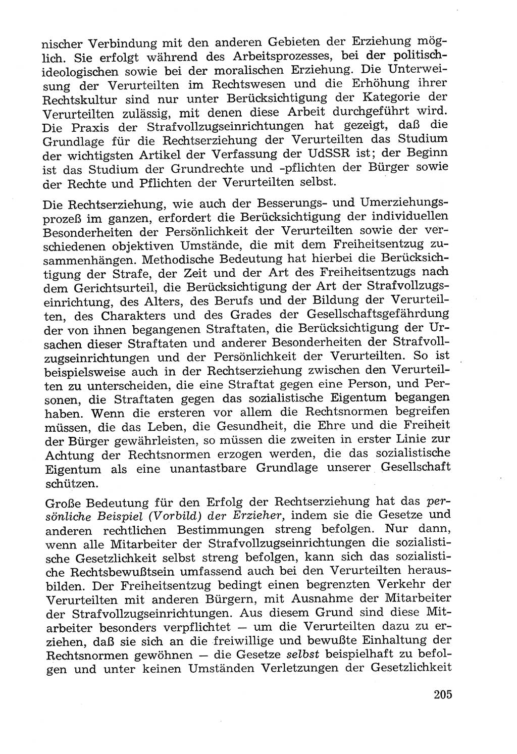 Lehrbuch der Strafvollzugspädagogik [Deutsche Demokratische Republik (DDR)] 1969, Seite 205 (Lb. SV-Pd. DDR 1969, S. 205)