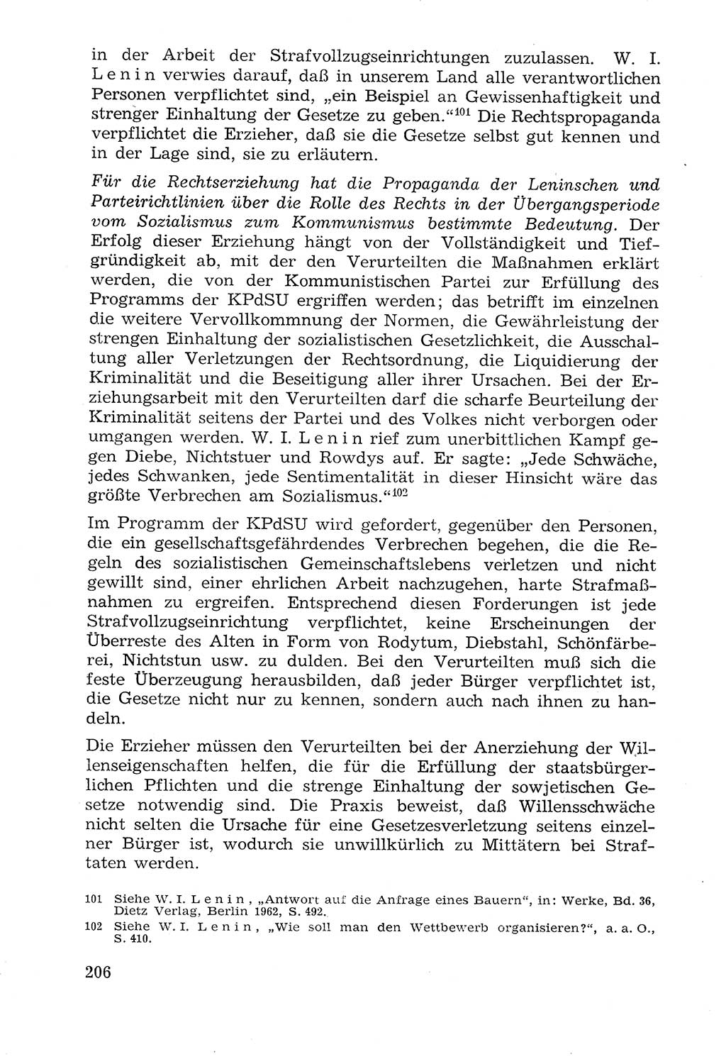 Lehrbuch der Strafvollzugspädagogik [Deutsche Demokratische Republik (DDR)] 1969, Seite 206 (Lb. SV-Pd. DDR 1969, S. 206)
