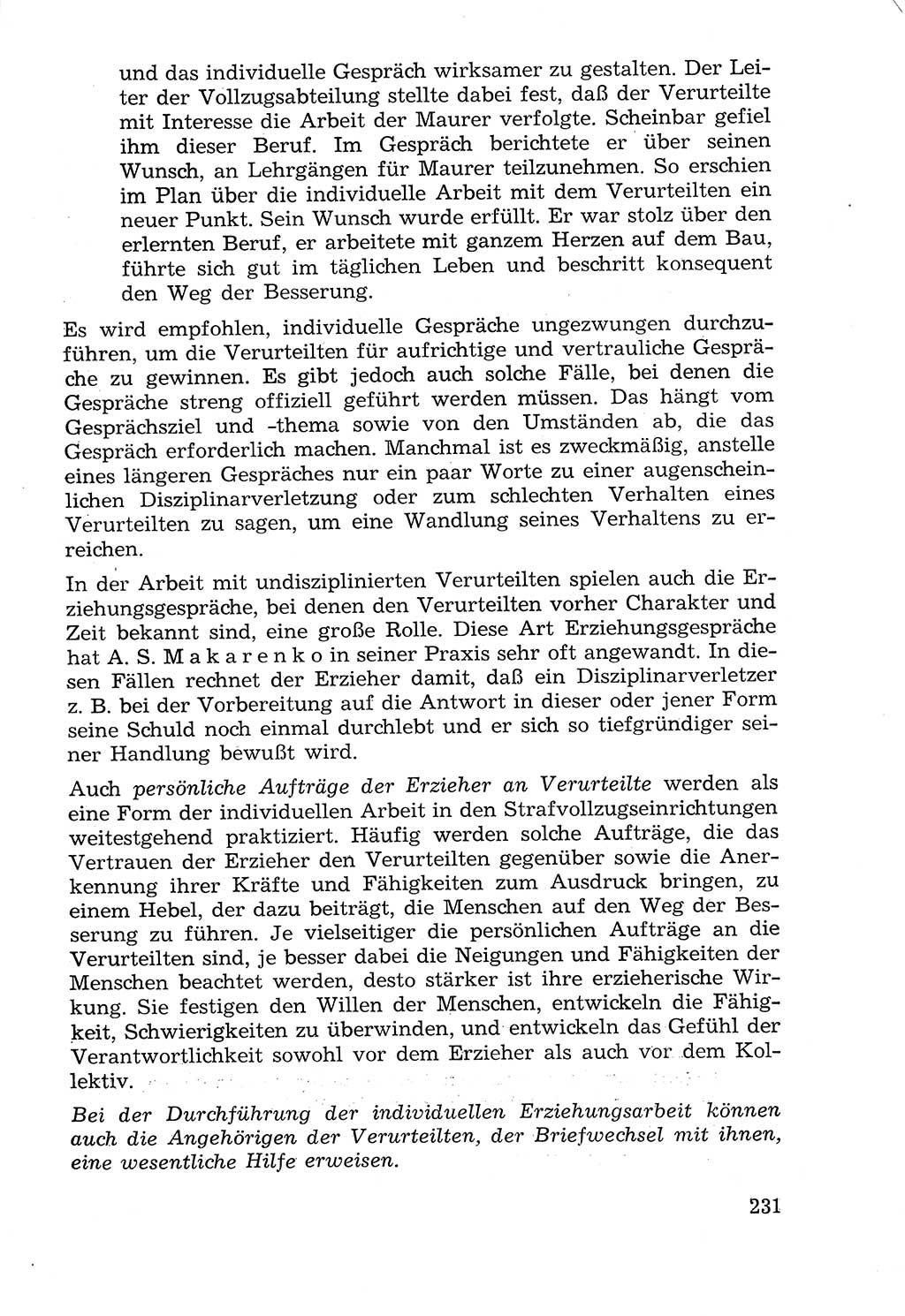 Lehrbuch der Strafvollzugspädagogik [Deutsche Demokratische Republik (DDR)] 1969, Seite 231 (Lb. SV-Pd. DDR 1969, S. 231)