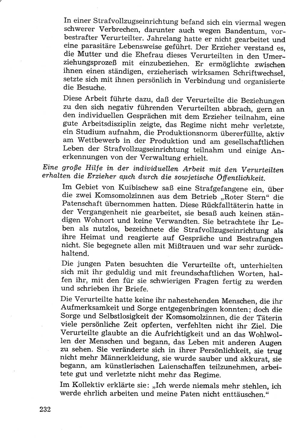 Lehrbuch der Strafvollzugspädagogik [Deutsche Demokratische Republik (DDR)] 1969, Seite 232 (Lb. SV-Pd. DDR 1969, S. 232)