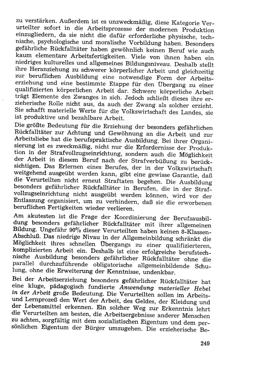 Lehrbuch der Strafvollzugspädagogik [Deutsche Demokratische Republik (DDR)] 1969, Seite 249 (Lb. SV-Pd. DDR 1969, S. 249)