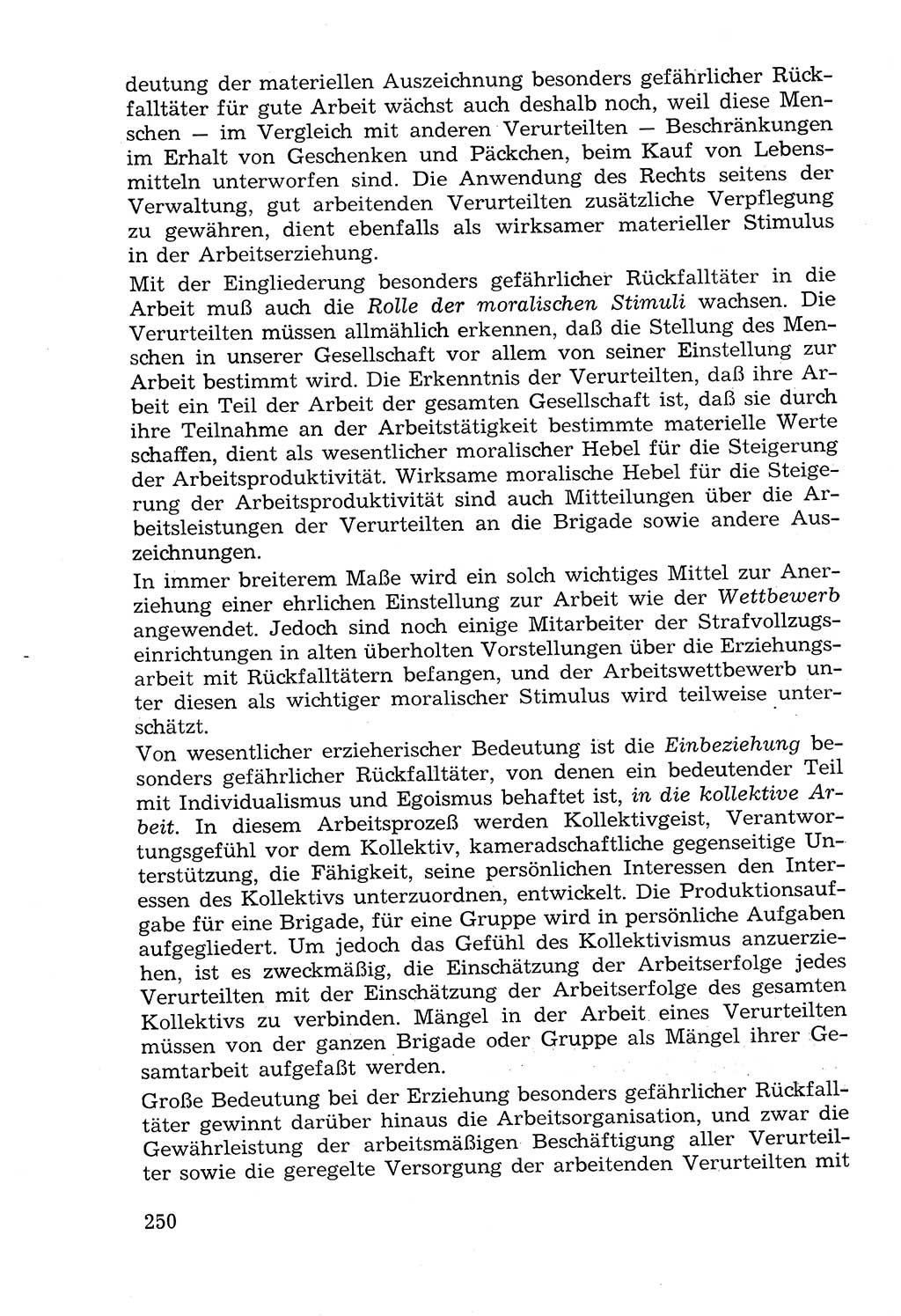 Lehrbuch der Strafvollzugspädagogik [Deutsche Demokratische Republik (DDR)] 1969, Seite 250 (Lb. SV-Pd. DDR 1969, S. 250)