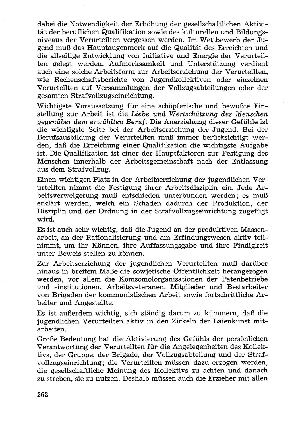 Lehrbuch der Strafvollzugspädagogik [Deutsche Demokratische Republik (DDR)] 1969, Seite 262 (Lb. SV-Pd. DDR 1969, S. 262)