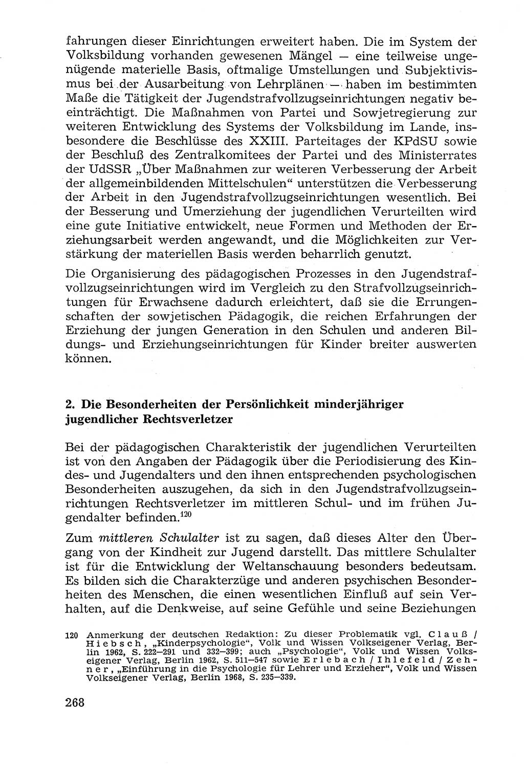 Lehrbuch der Strafvollzugspädagogik [Deutsche Demokratische Republik (DDR)] 1969, Seite 268 (Lb. SV-Pd. DDR 1969, S. 268)