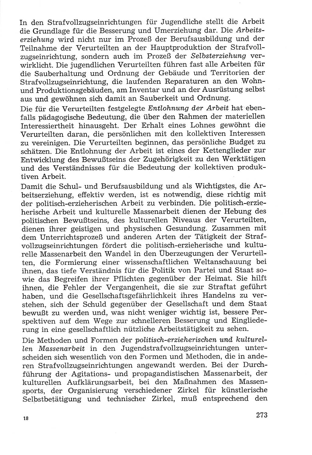 Lehrbuch der Strafvollzugspädagogik [Deutsche Demokratische Republik (DDR)] 1969, Seite 273 (Lb. SV-Pd. DDR 1969, S. 273)