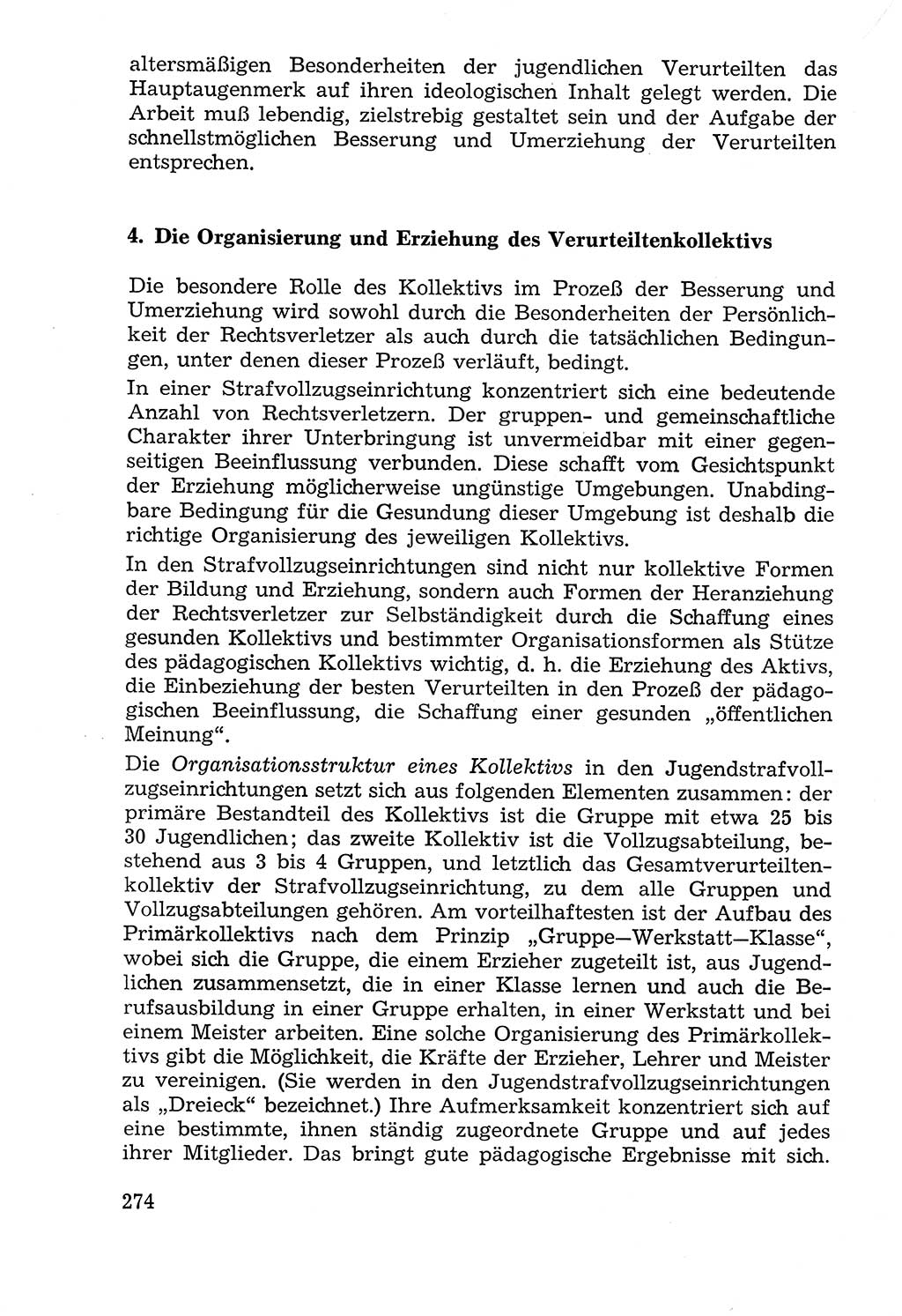 Lehrbuch der Strafvollzugspädagogik [Deutsche Demokratische Republik (DDR)] 1969, Seite 274 (Lb. SV-Pd. DDR 1969, S. 274)